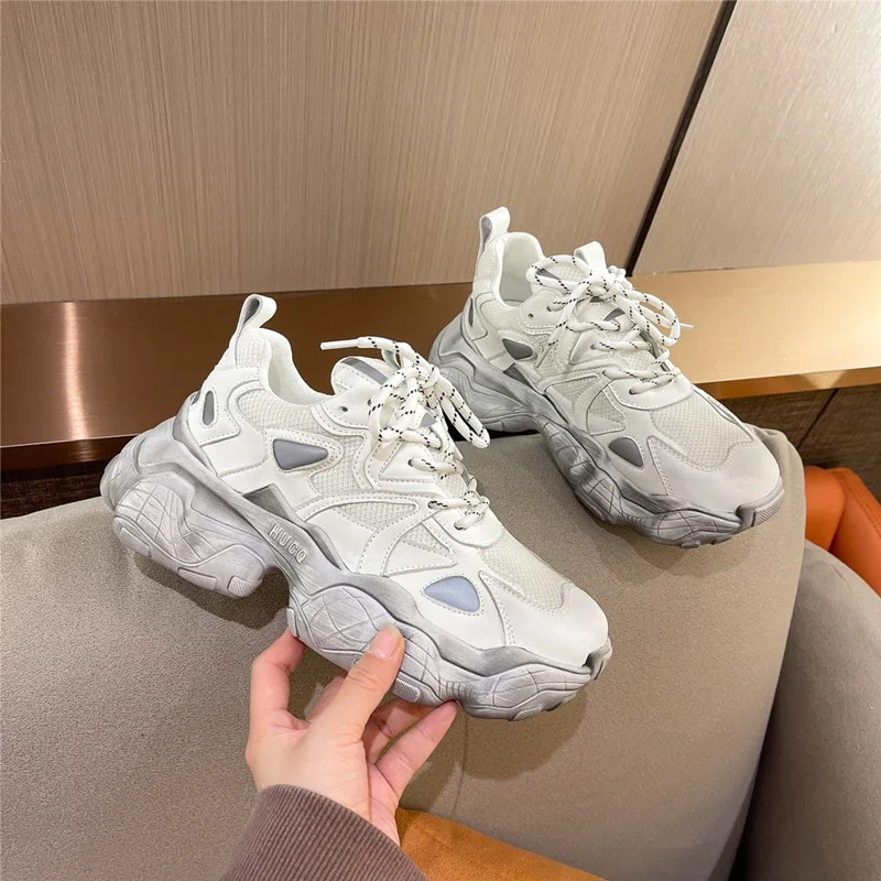 Кроссовки женские из натуральной кожи спортивная обувь на платформе модные