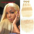 #613 блонд пряди с фронтальной бразильской прямой волос 13*4 кружевная Фронтальная застежка человеческие волосы волнистые волосы Remy для женщин