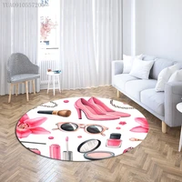 cartoon series cosmetic lipstick printed women carpets girls play mat anti slip round area rugs for living room bedside mat