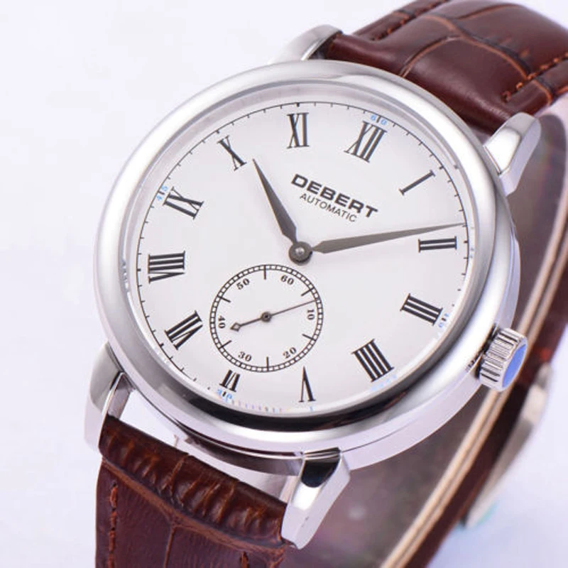 Мужские спортивные механические часы Debert с белым циферблатом сапфировым