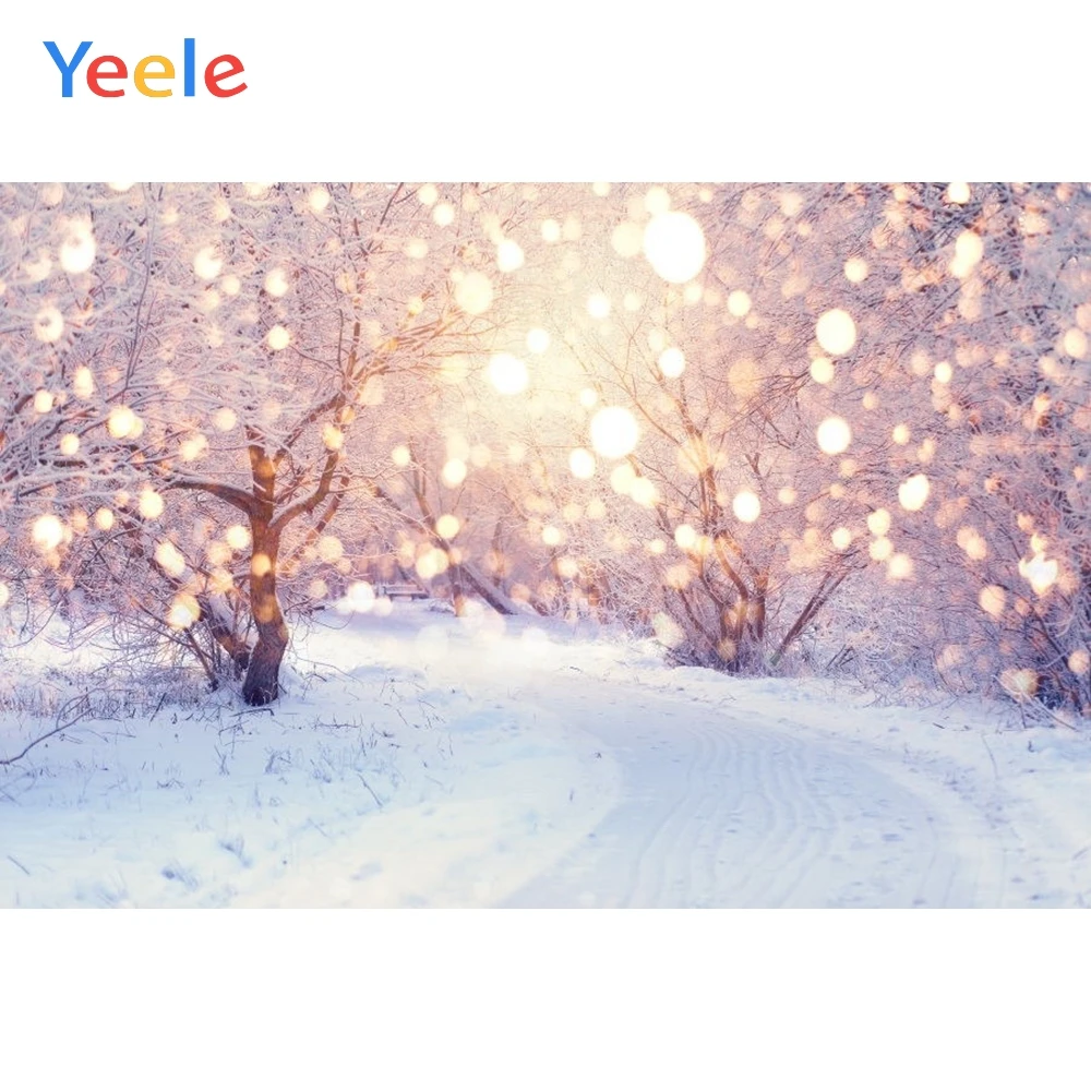 Виниловый фон для фотосъемки с изображением рождественской елки зимы снега снежинок горного леса