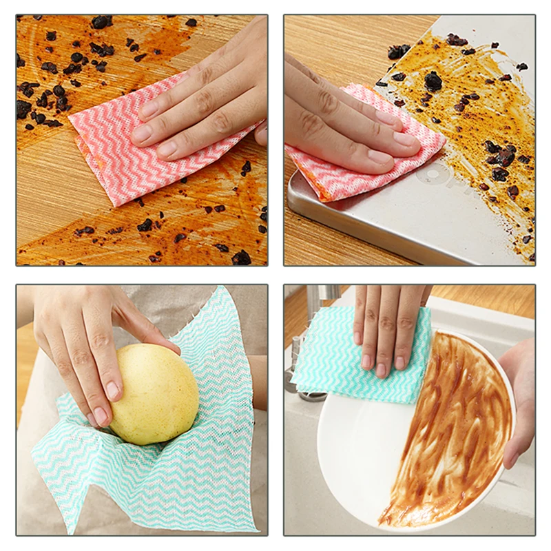 

Washable Disposable Dishcloth Lazy Rag Kitchen Household Wet and Dry Non-Woven Fabric Oil-Free