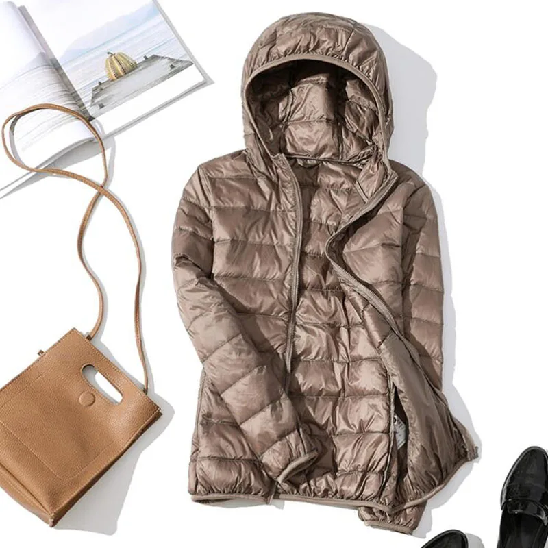 2020 зимняя светильник куртка на утином пуху, женское тонкое короткое пальто, теплое пальто с капюшоном, женские портативные парки, женские пу... от AliExpress WW