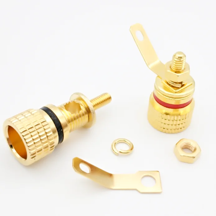 

2 pcs/lot 4mm Small Banana Gold Plating Inverter Crimp Terminal Horn Plug Connectors Audio Horn Plug Cold Pressure Solderless