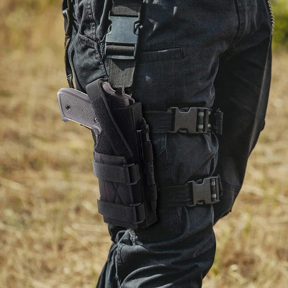Tactical Molle Drop Leg Platform &ampamp Handgun Holster Adjustable Module Gun Pouch Universal Pistol for Left/Right | Спорт и