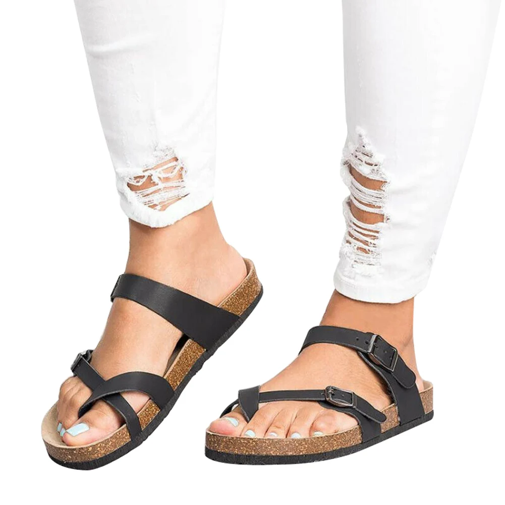 

NEW Women Sandals Slide Buckle T-Strap Platform Flip Flop Shoes Fashion for Summer