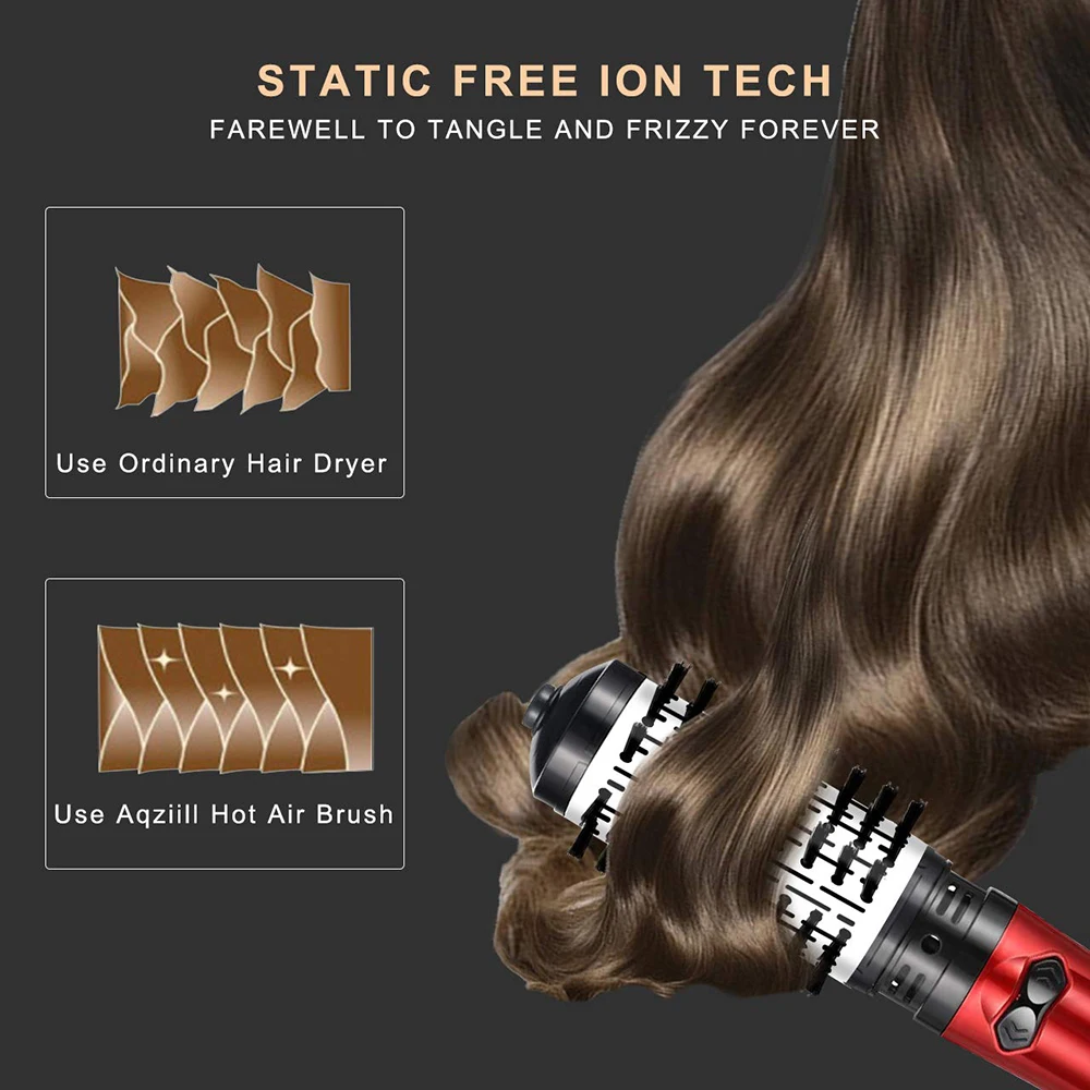 

Electric 2 In 1 Hair Dryer Comb Hot Air Blower Brush Rotation Curl Straightener For Long Short Hair Volumizer Fluffy Styler Tool