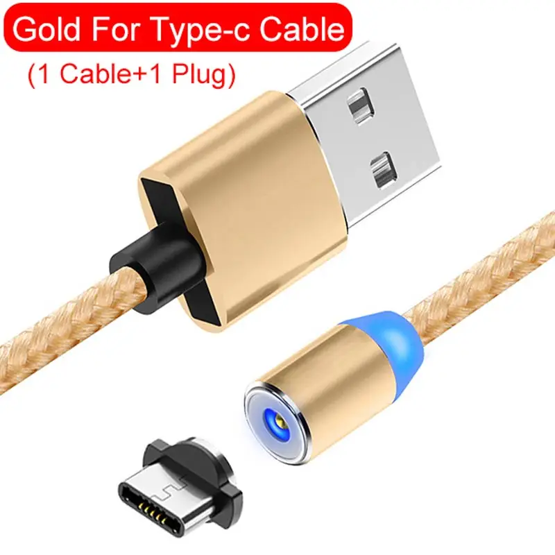 Suntaiho USB магнитная зарядка течёт светильник светодиодный Micro USB магнитный кабель Быстрая зарядка для iphone светильник ing USB Type C кабель Магнитный кабель для мобильного телефона - Цвет: For Type c gold