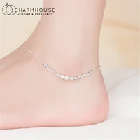 pure silver anklet for women big small beads chain anklets bracelets foot accessories pulseira trendy jewelry party gifts bijoux