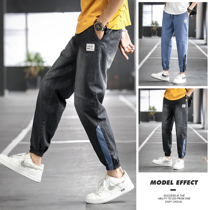 

Plus Size Jeans Men Loose Joggers Streetwear Harem Jeans Cargo Pants Ankle-Length Denim Trousers Oversized Casual Trousers