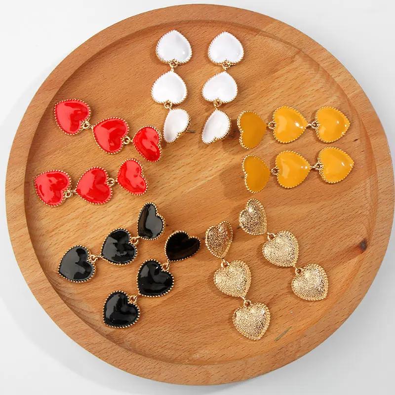 JJFOUCS многоцветный сердце Висячие серьги для женщин геометрические металлические