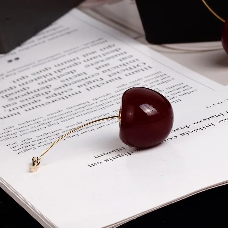 Серьги подвески с красной вишней 1 пара|Серьги-подвески| |