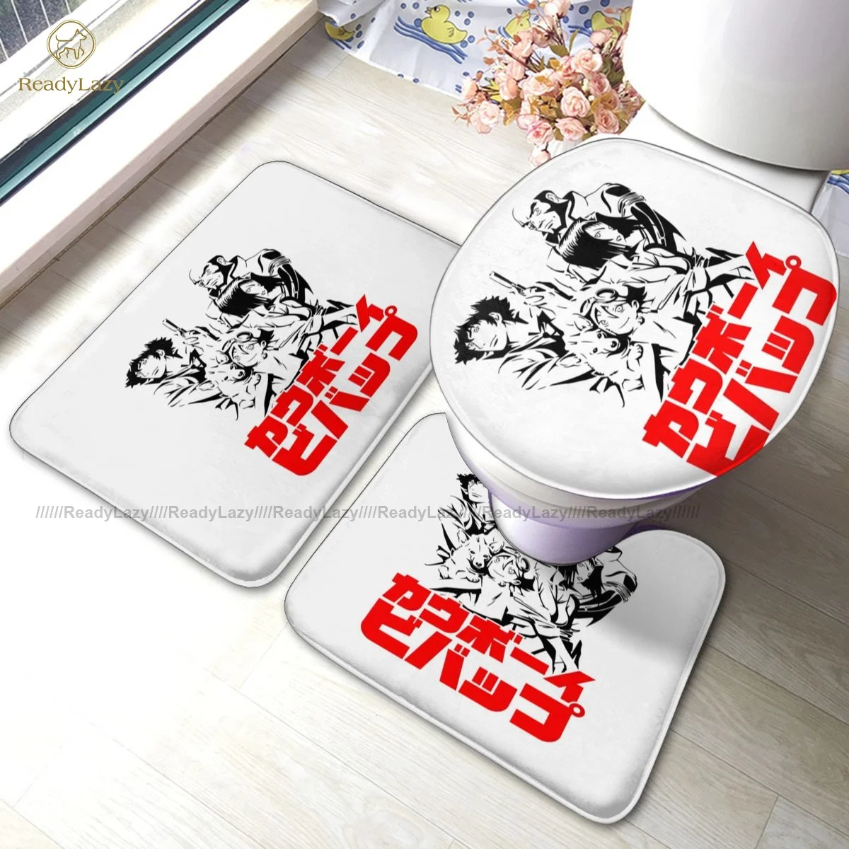 

Cowboy Bebop Bath Mat Shower Anti-Slip 3 Piece Bathroom Mat Set Vintage Polyester Bathroom Rug
