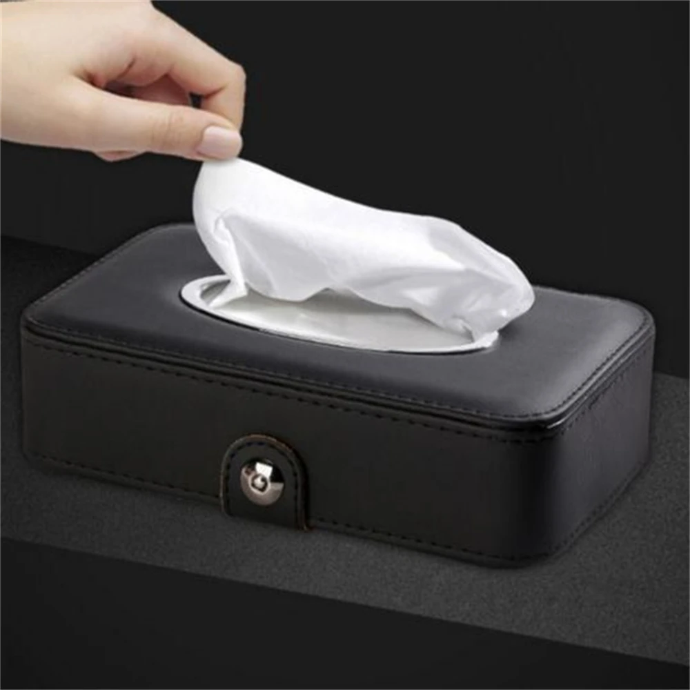 

Universal Car Tissues Armrest Leather Tissue Box Holder Trash Box Creative Removable Paper Napkin Box Organizer For Car