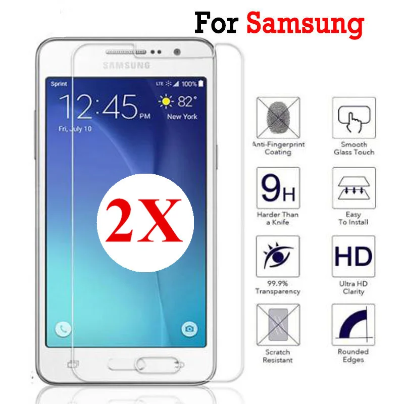 Защитное стекло закаленное для Samsung Galaxy J7 2015 j700 Neo Core j701 2016 j710 2 шт.|Защитные стёкла
