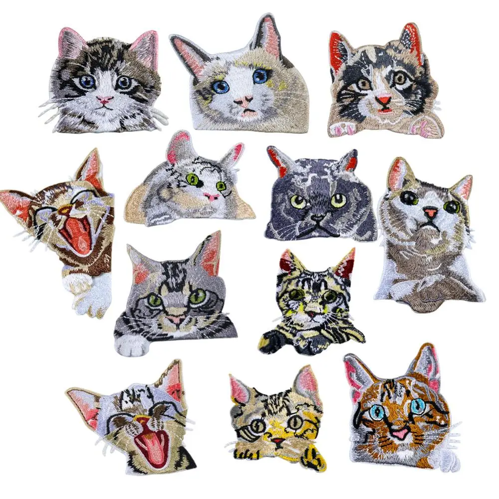 5 шт. Симпатичные нашивки с кошкой высокое качество 3D вышивка животными