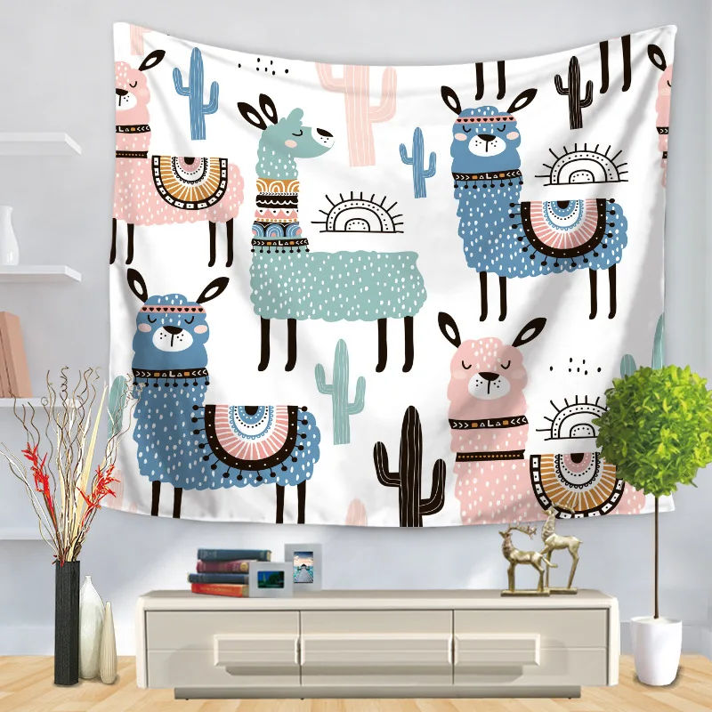 Animal alpaca Printed Wall tapestry Background cloth wall carpet hanging Home Decor Beach mat 75*90cm GT-0017 | Дом и сад