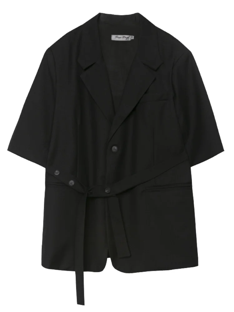 

UMI MAO 2021 Summer New Style Ladies Niche Three-quarter Sleeve Suit Loose Tie Designer Pioneer Deconstruction Y2K Gothic