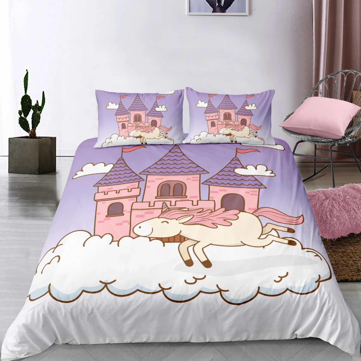 Покрывало 3D мультфильм постельное белье с изображением единорога милый комплект