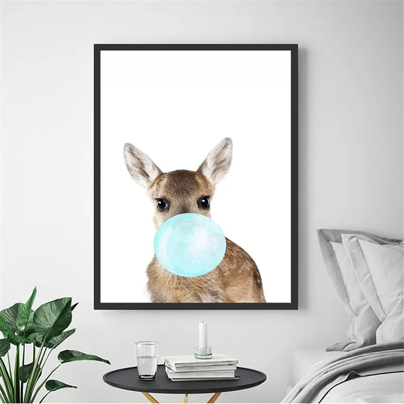 Домашний декор в скандинавском стиле постер с животными Зебра жираф пузырьки