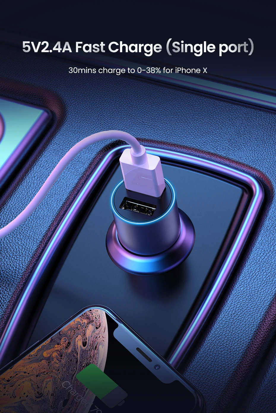 Ugreen 5V 3.6A металлическое двойное USB Автомобильное зарядное устройство для iPhone X 8 7 XS Xiaomi mi9 Samsung S8 S9 быстрое универсальное автомобильное зарядное устройство для мобильного телефона