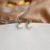 s925 whole body sterling silver earrings simple and versatile personality new opal apple shape earrings