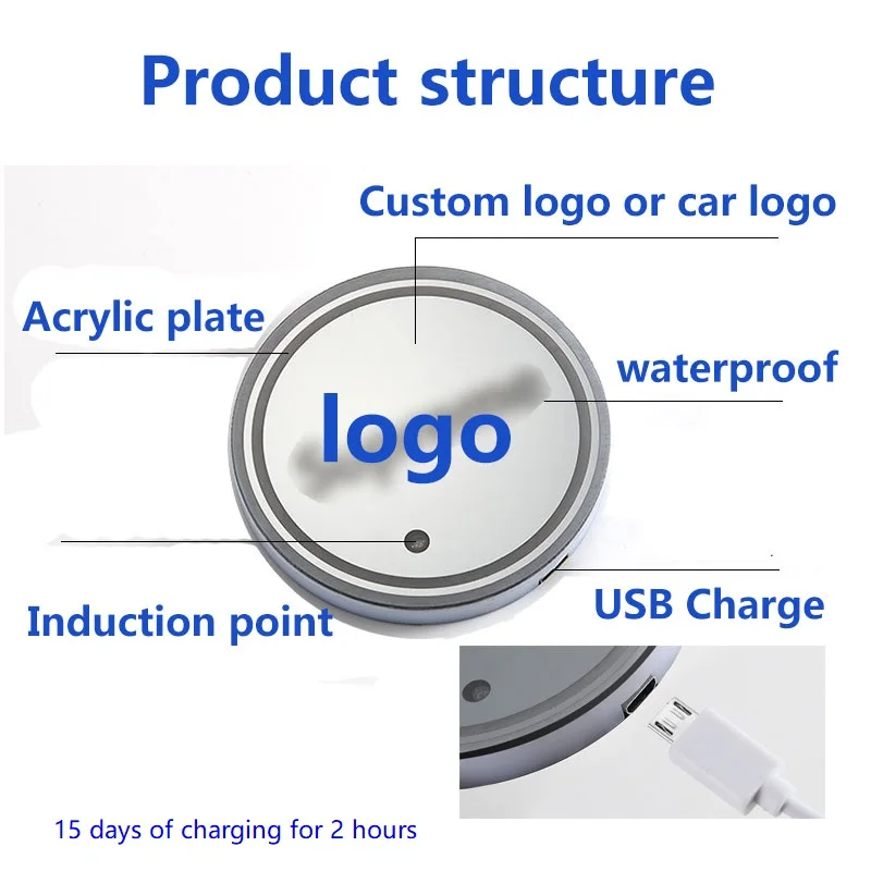 СВЕТОДИОДНЫЙ Автомобильный держатель для чашек 2 шт. светильник с логотипом Coaster