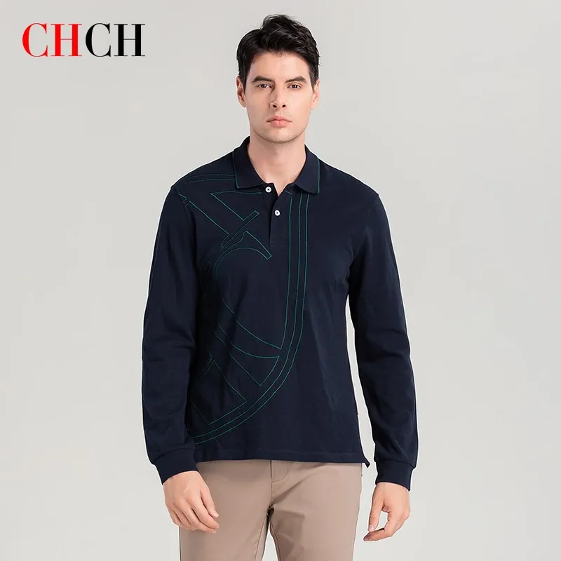 

Осень 2023, модная деловая Высококачественная Роскошная рубашка-поло с длинными рукавами, Мужская футболка с лацканами из 100% хлопка, мужская рубашка с воротником на пуговицах