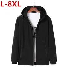 Размера плюс 8XL Новинка весны осенняя куртка бомбер с капюшоном
