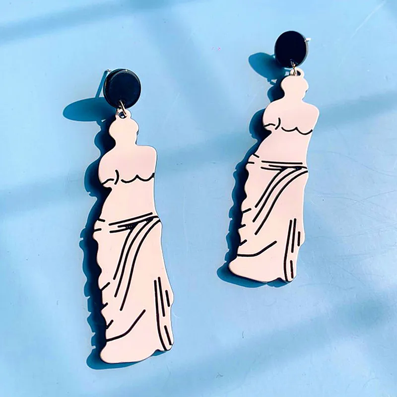 

New Fashion Creative Broken Arm Women Acrylic Earrings for Women Girls White Black Simple Figure Long Dangle Earrings Jewelry