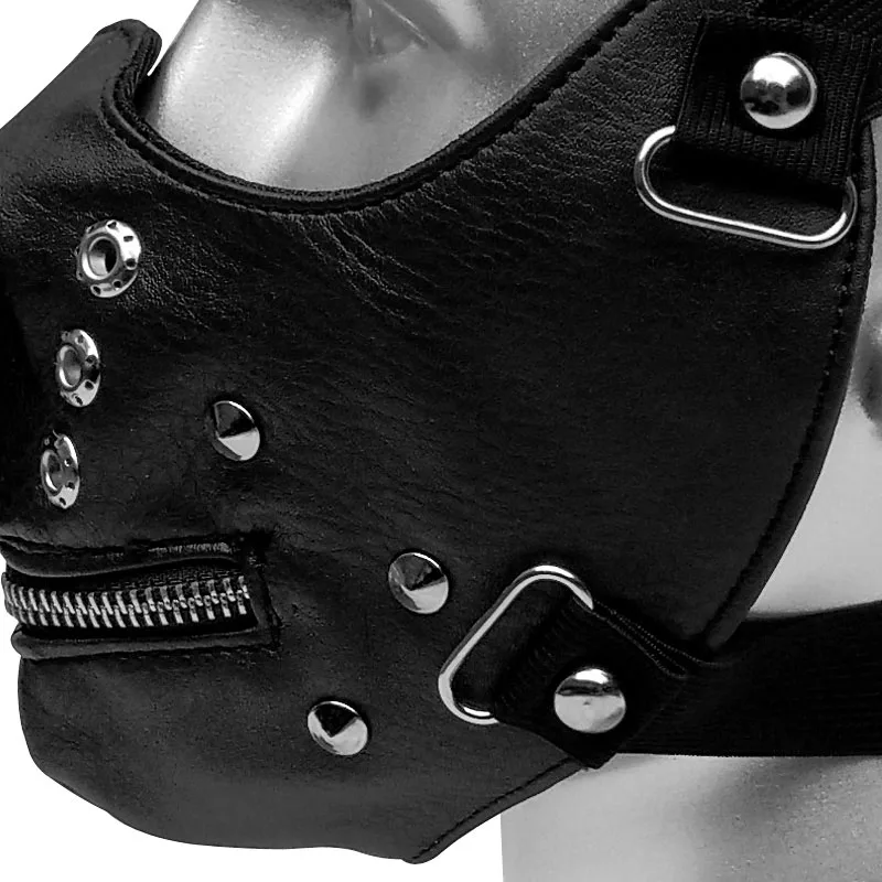 

Steampunk Gothic Masks with Long Nose Zipper Open Mouth Cosplay Party Punk Half face Mask Anti dust Windproof Studded Mask