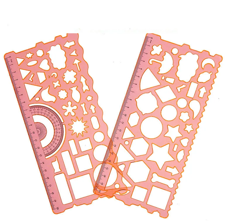 

Multifunctional Ruler Student Stationery Cute Drawing Ruler Cartoon Art Painting Ruler Gift for Children Educational Toy 4Pcs