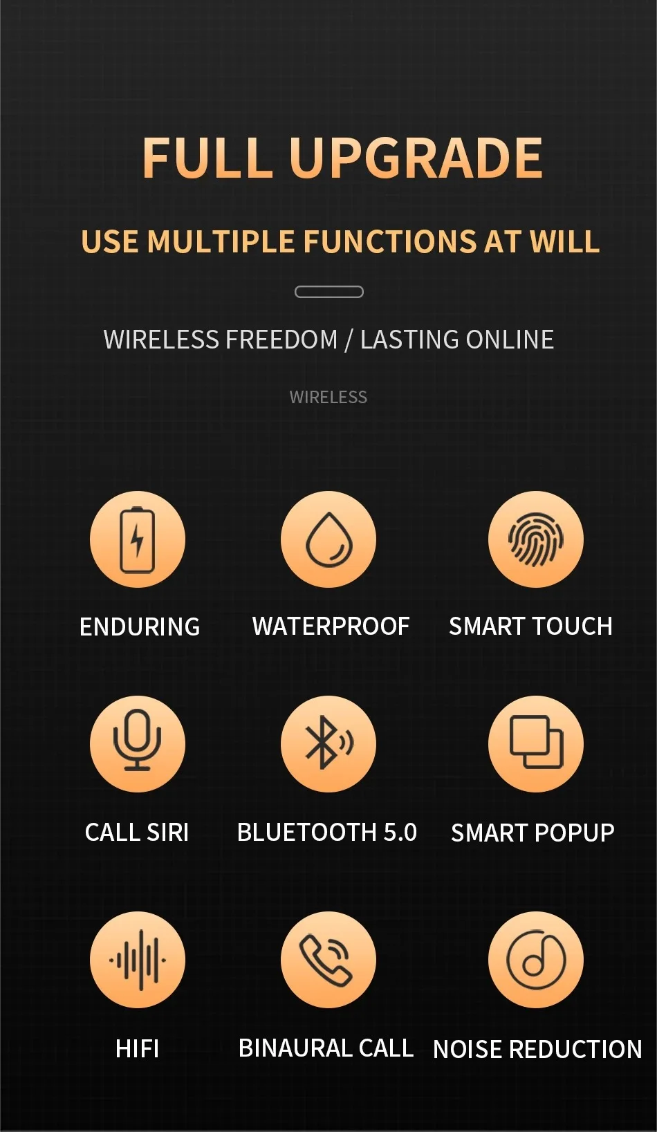 

TWS Wireless Earphone Fone Bluetooth Earbuds BT5.0 Waterproof Earpieces Sport Headsets with Mic for Huawei OPPO Xiaomi