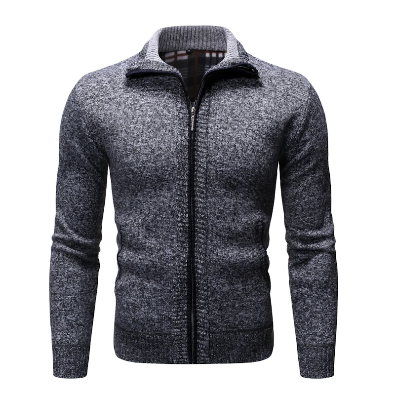 

Men's Winter Plus Velvet Casual Solid Color Joker Lapel Warm Thicken Long Sleeve Sweater Jacket