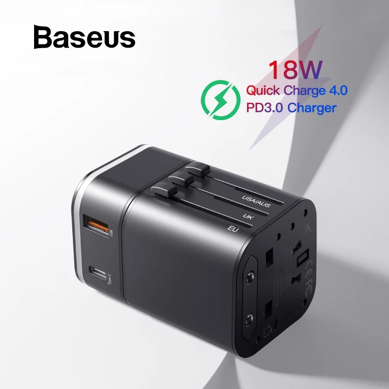 Baseus 18 Вт, зарядное устройство USB для путешествий, ЕС, быстрая зарядка 3,0, для samsung, зарядное устройство для телефона, USB-C, PD 3,0, быстрое зарядное устройство для iPhone 11 Pro