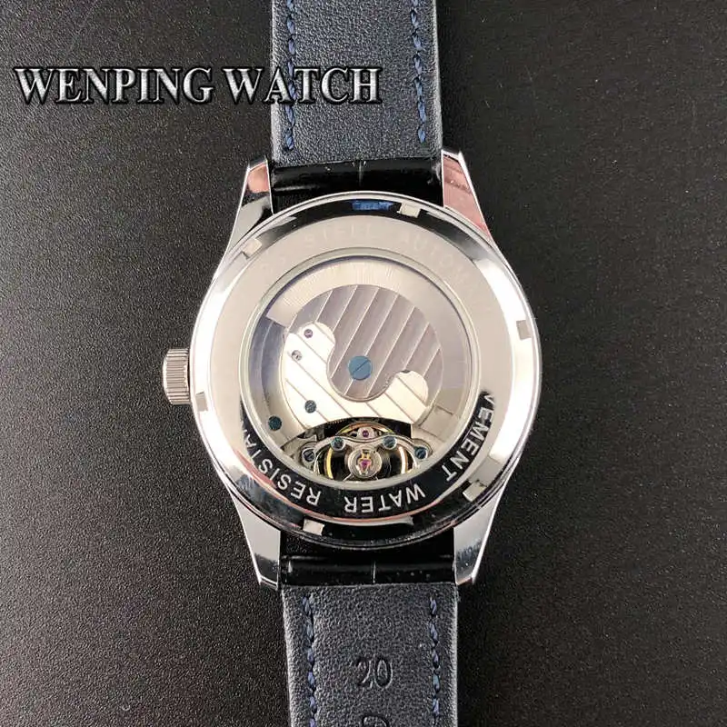 Часы мужские механические водонепроницаемые с кожаным ремешком 41 мм | Наручные