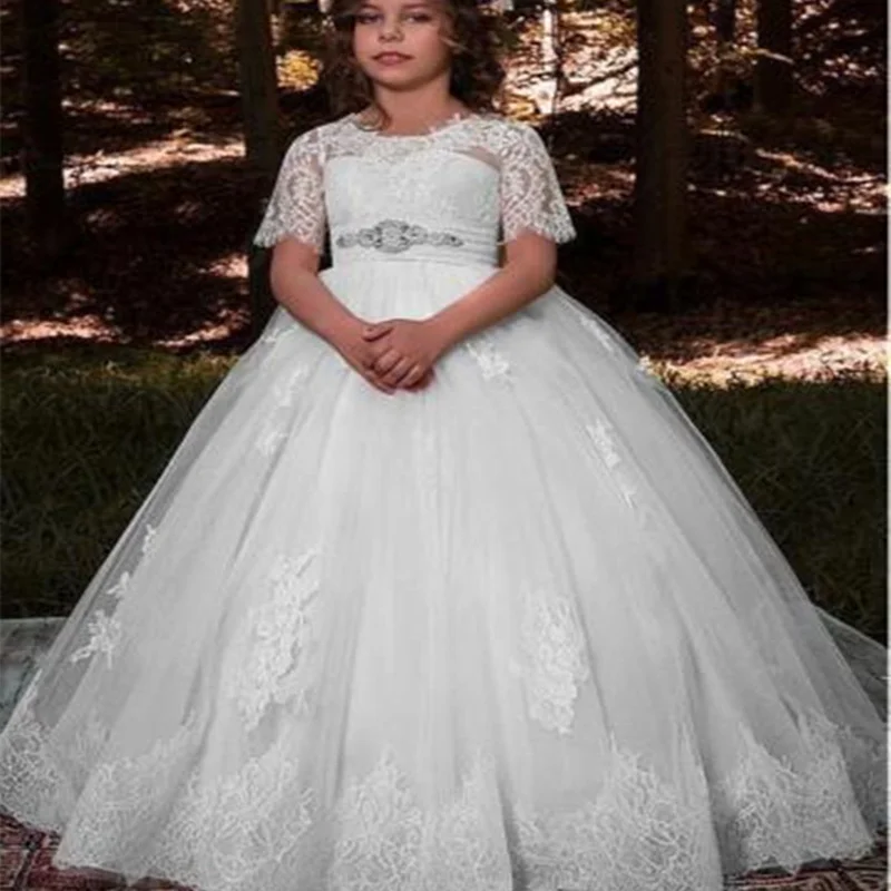 Роскошные платья для девочек с цветочным рисунком Кружевная аппликация модное