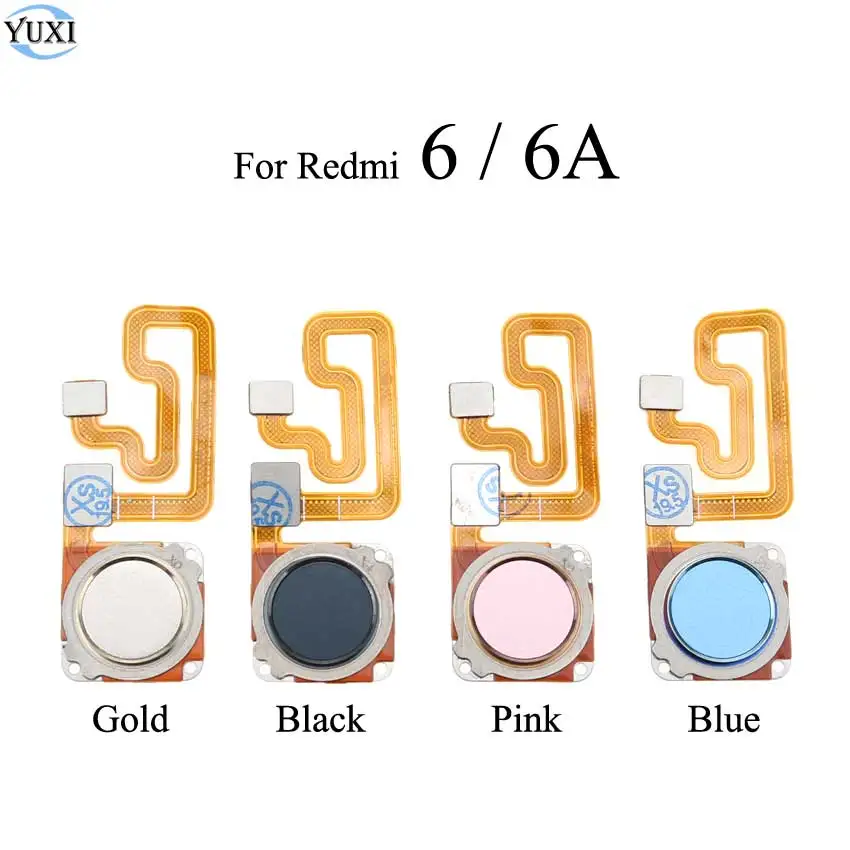 

YuXi Fingerprint sensor Scanner Home Button Return Key Flex Cable For Xiaomi Redmi 6 6A Replacement Gold Black Blue Pink
