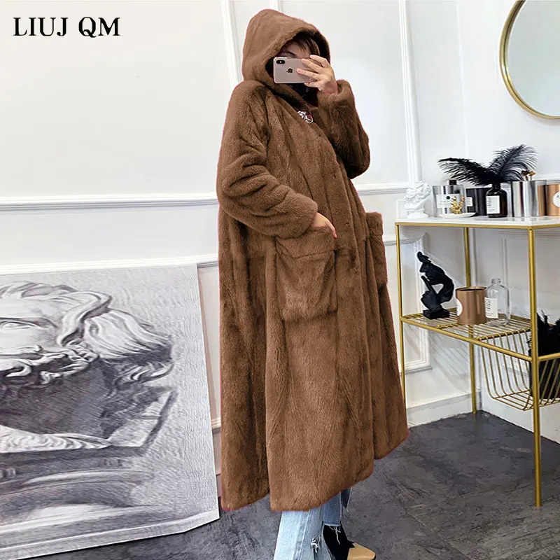 

Winter Fur Jacket Plus size Clothing Women Parka Long Warm Fluffy Faux Fur Coat Hooded Outwear Korean Fashion Overcoat Female