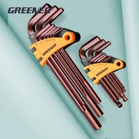greener 9pcs l type screwdriver hex wrench set allen key hexagon flat ball torx head spanner key set hand tools