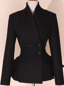 Новинка 2022, рубашка в стиле ретро, облегающий топ на колени, модное темпераментное женское короткое пальто, один костюм, верхняя одежда