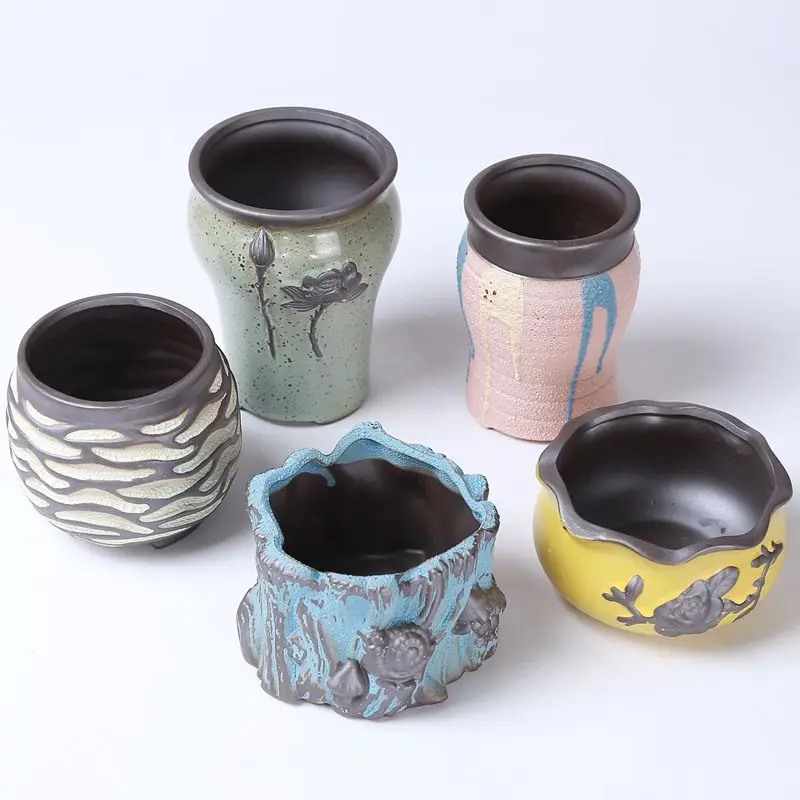 

Creative Succulent Flowerpot Green Plant Vase Planter Bonsai Pot Office Desktop Ornaments Ceramic Crafts Garden Art WY80512