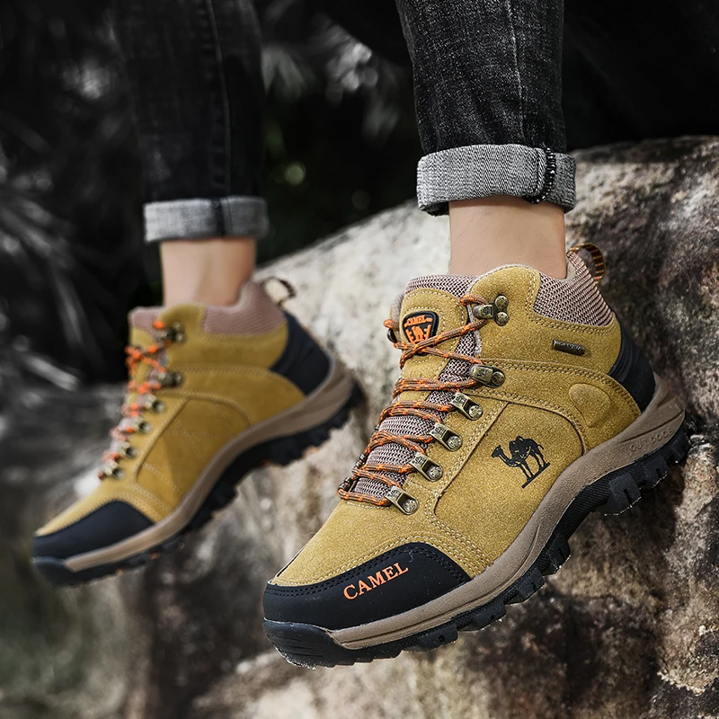 Brand Men Hiking Shoes Winter Warm Snow Boots Waterproof Suede Sneakers Male Outdoor Travel Trekking Shoes Men Hunting Boots