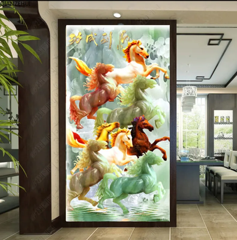 QIANZEHUI алмазная 5D Вышивка сделай сам круглая Алмазная вышивка с лошадью для