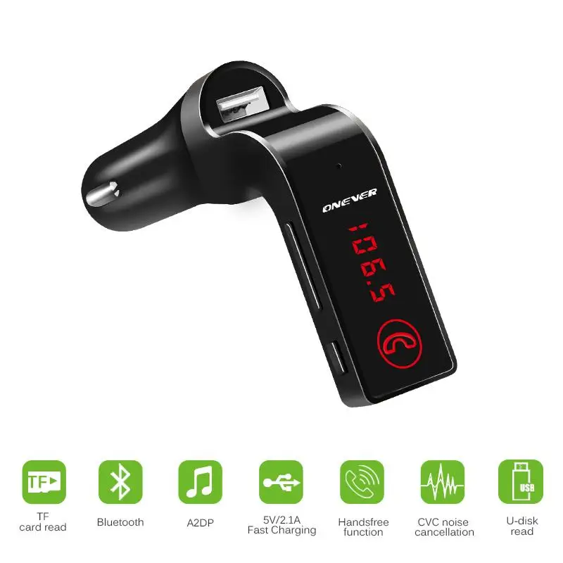 Автомобильный комплект громкой связи Onever Bluetooth FM передатчик беспроводной Mp3