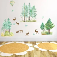 green forest wall sticker home decor animal deer aesthetic wallstickers living room bedroom decor wallpaper kids room stickers