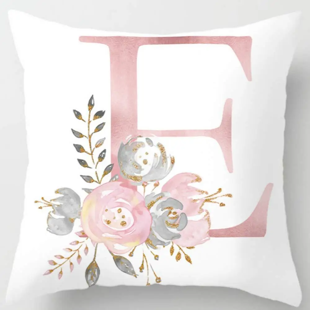 

Pink simple 26 English letters peach skin pillowcase car pillowcase sofa cushion to customize