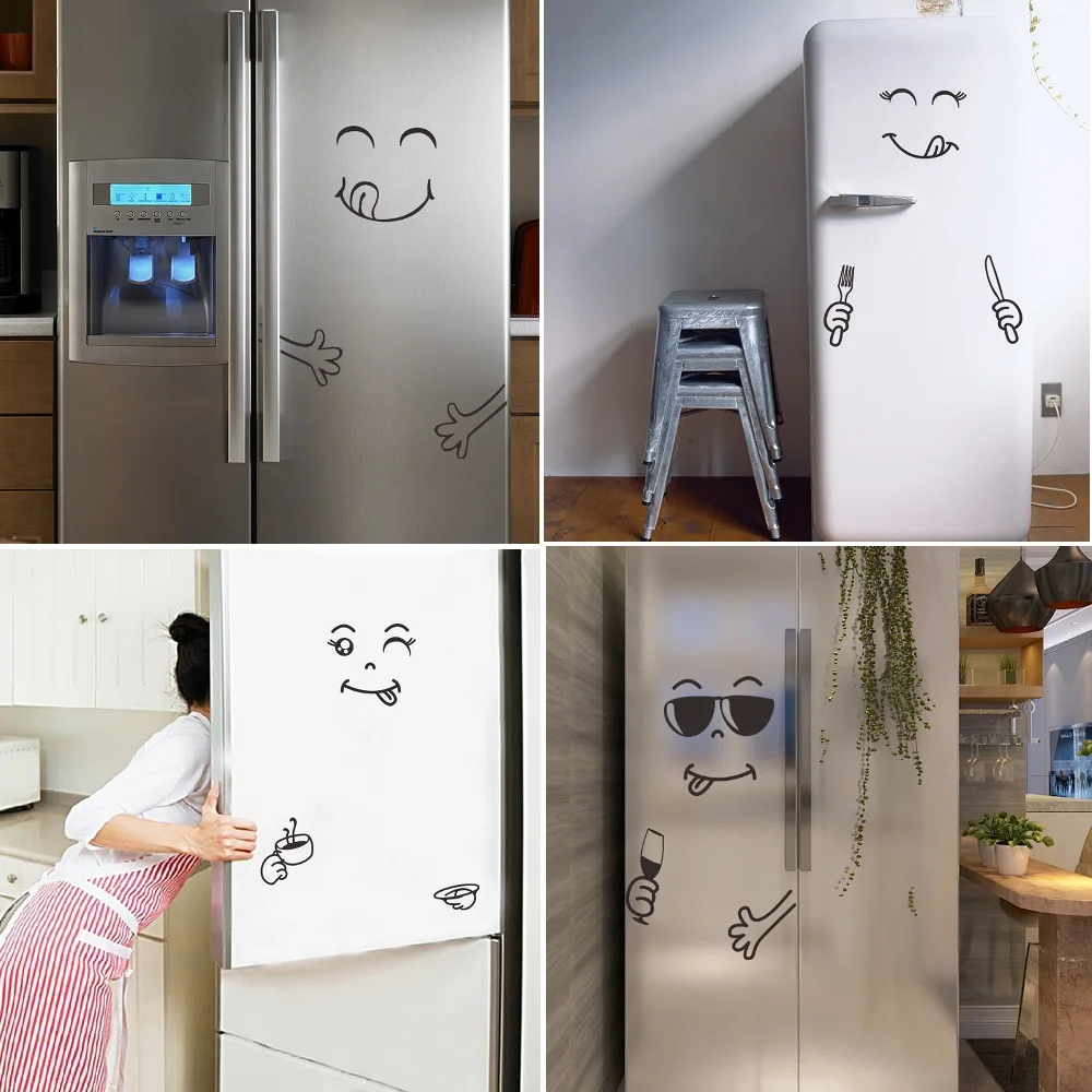 4 стиля улыбающееся лицо наклейка на стену счастливое вкусное холодильник ПВХ s