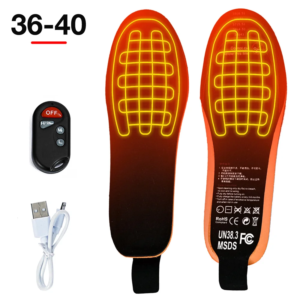 

3.7V 2100MA USB Heated Shoe Insoles Feet Warm Sock Pad Mat Electrically Heating Insoles Electric Heater Pads with Remote Control