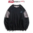 Толстовка LAPPSTER-Youth Мужская в стиле пэчворк, Модный пуловер в Корейском стиле, Свитшот в стиле Харадзюку, Японская уличная одежда, черный цвет, 2021
